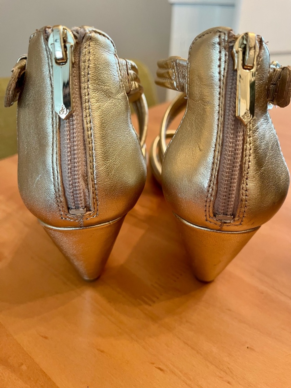 Sam Edelman Gold Strappy Wedge Sandals - Picture 3 of 6